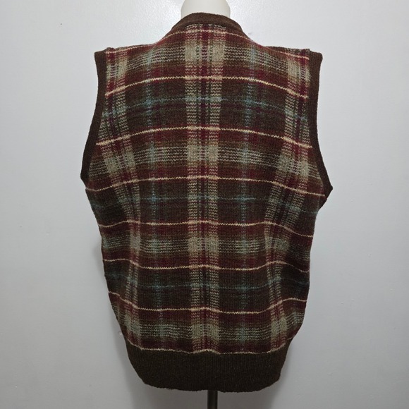 90s Polo Ralph Lauren Large Plaid Vest Dark Academia Preppy Ivy Academia Grandpa - Picture 5 of 7